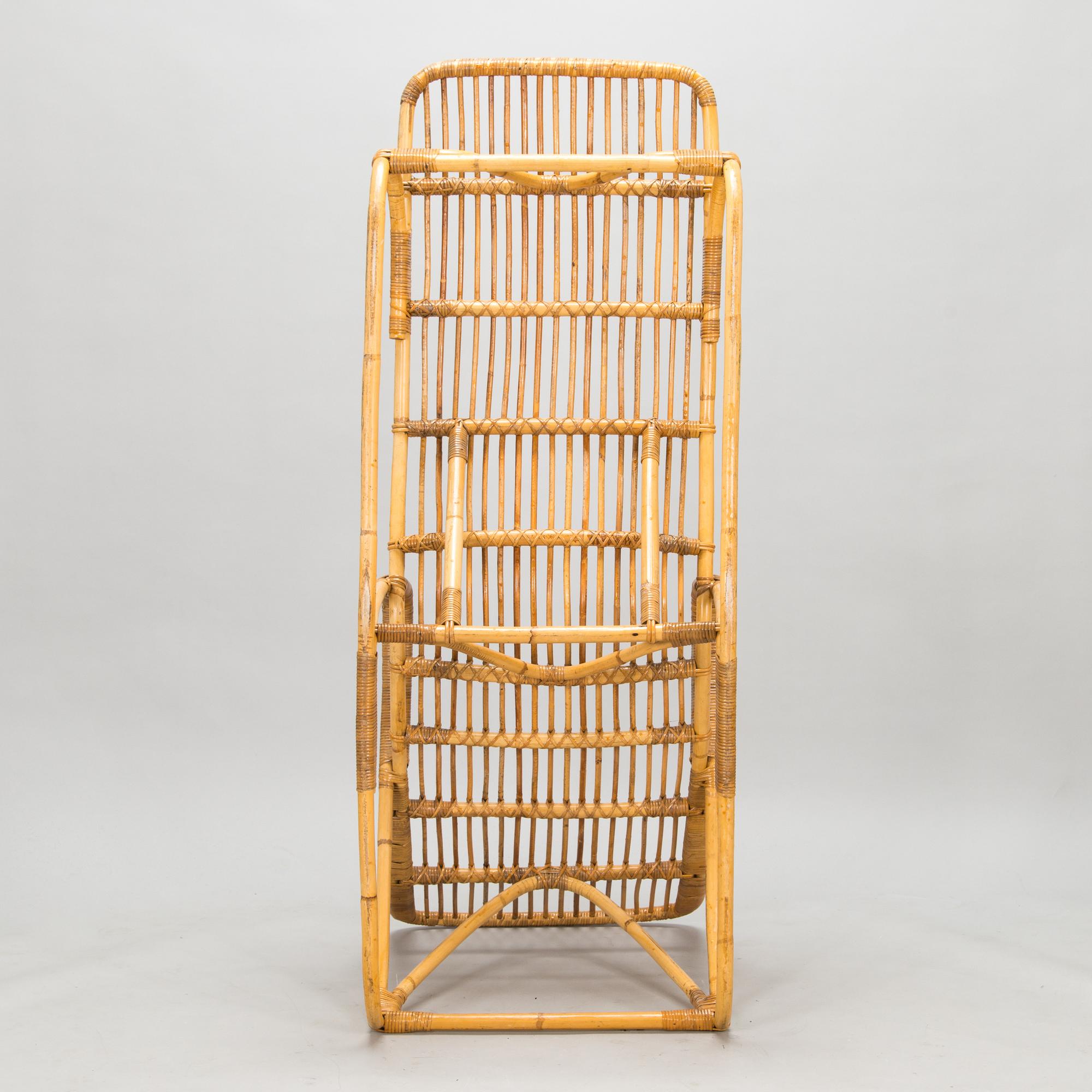 A rattan lounger, mid-20th century.