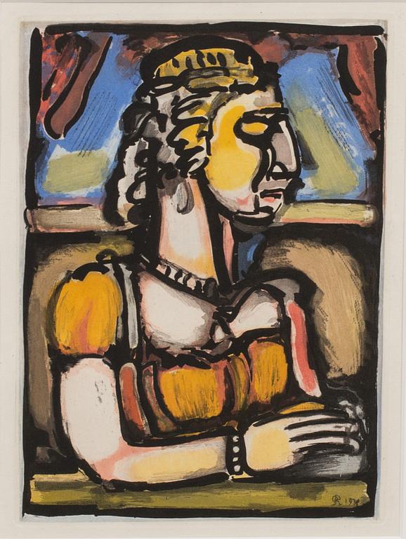 GEORGES ROUAULT, aquatint in colours, signed in print.