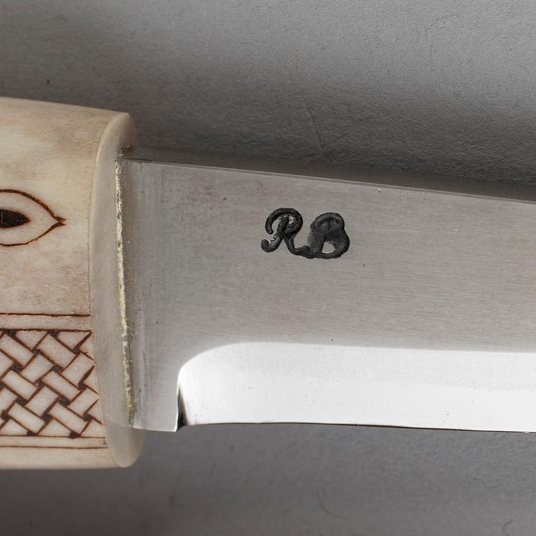 STEFAN GROTH, a Sami reindeer horn knife, signed SG and dated 2000.