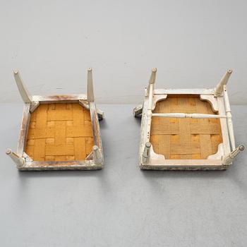 Eight chairs (6+2), late gustavian and late gustavian style, 19th century and ca 1900.