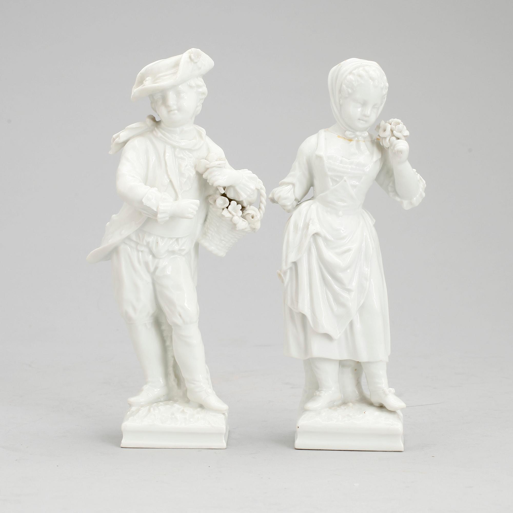 FIGURINER, ett par, porslin, KPM, Berlin, 1900-tal.
