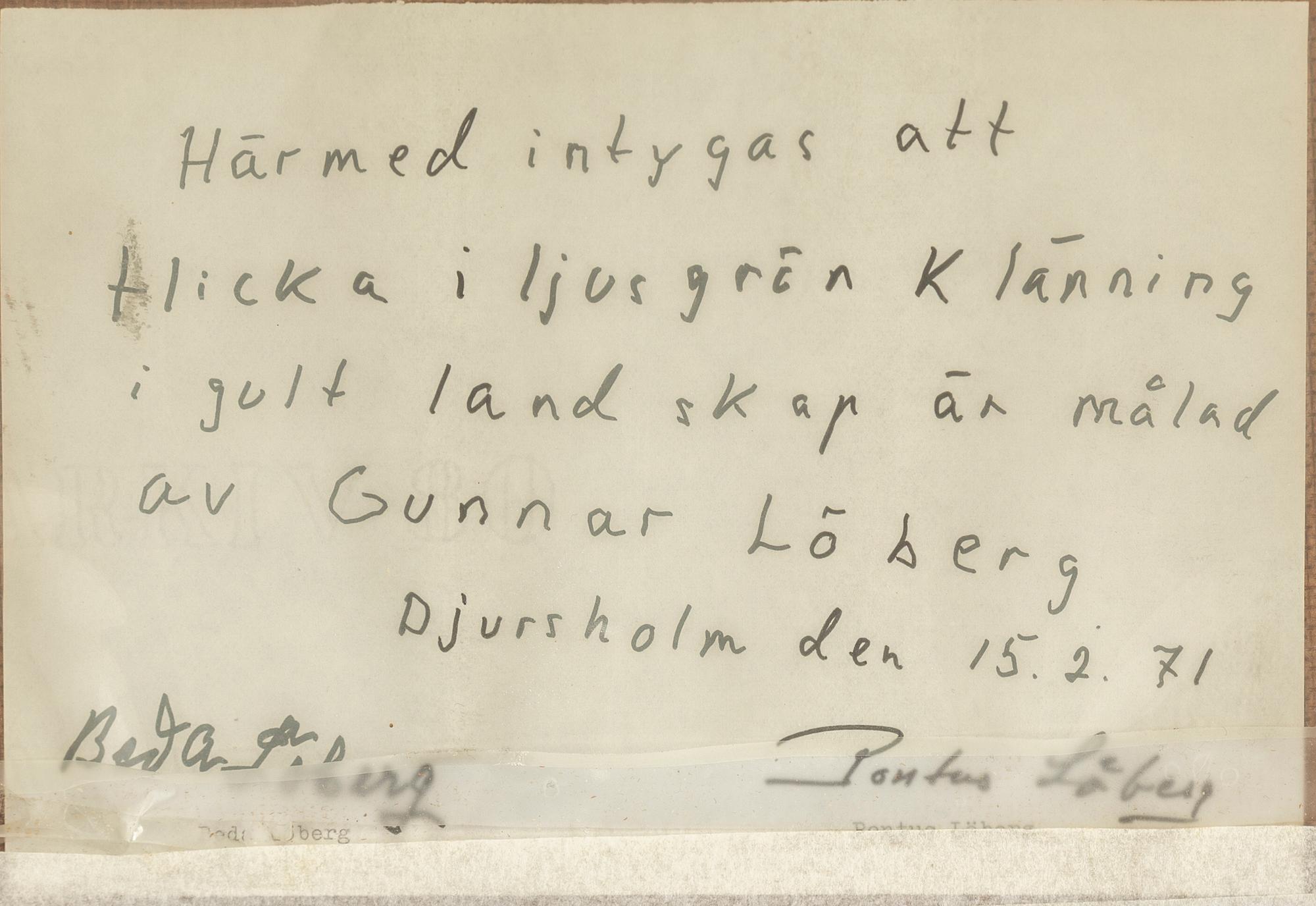GUNNAR LÖBERG, oil on panel, signed and dated on verso 1949.