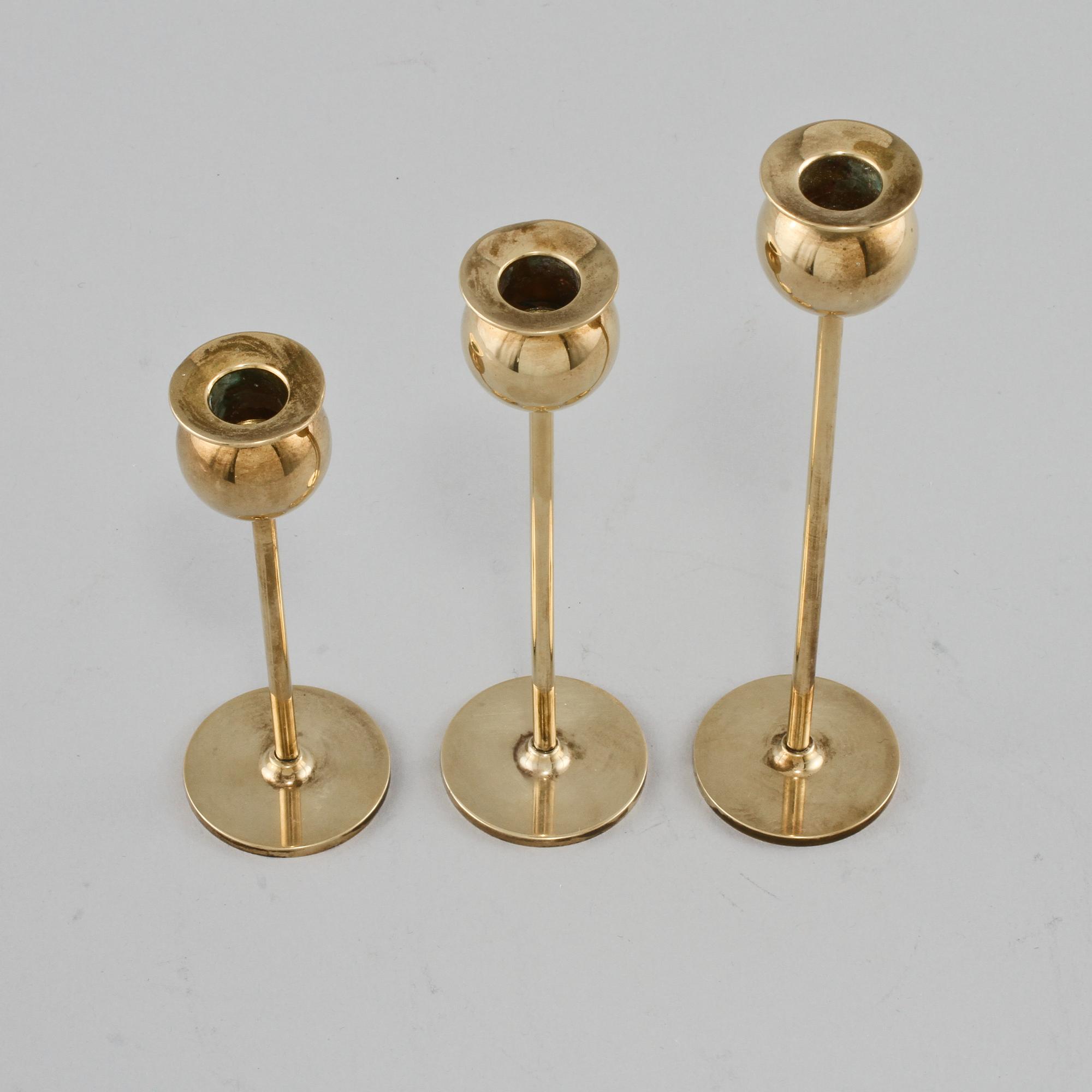 LJUSSTAKAR, 3 st, "Tulpan", Pierre Forsell, Skultuna, 1900-talets andra hälft.