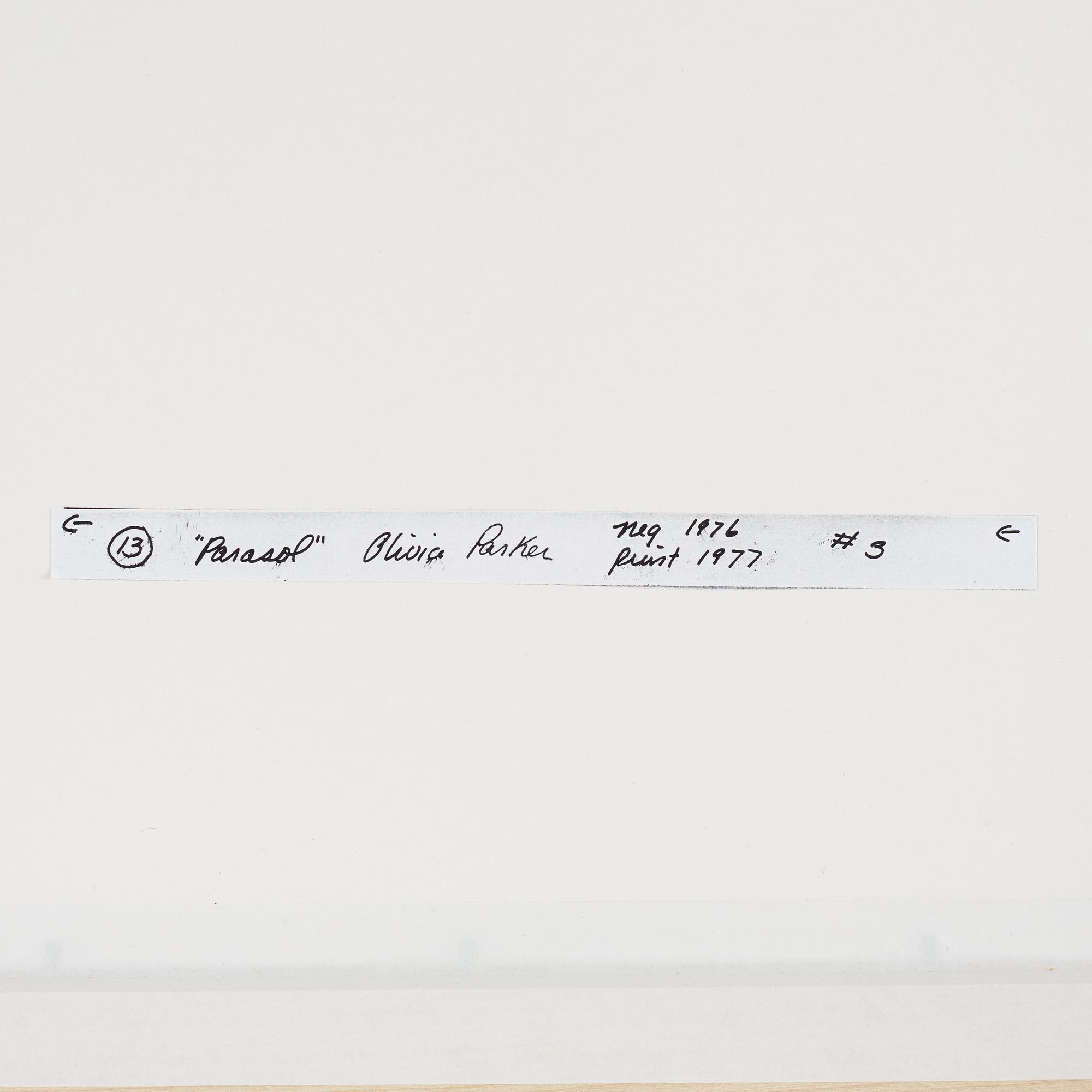 Olivia Parker, photograph signed on verso.