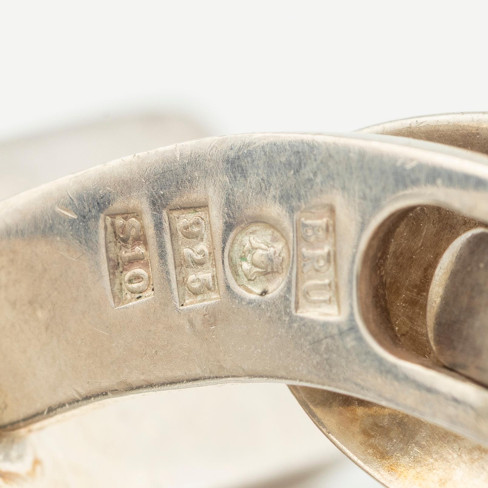 Jan Brunk, manschettknappar, sterlingsilver och emalj, Stockholm, 1992.