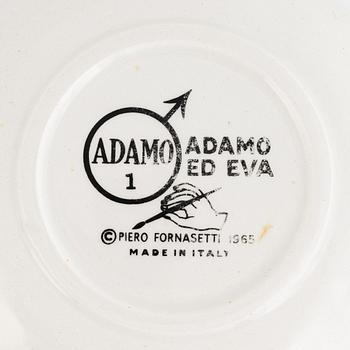 Piero Fornasetti, coasters, 8 pcs, "Adamo ed Eva", porcelain, Milan, Italy, 1965.