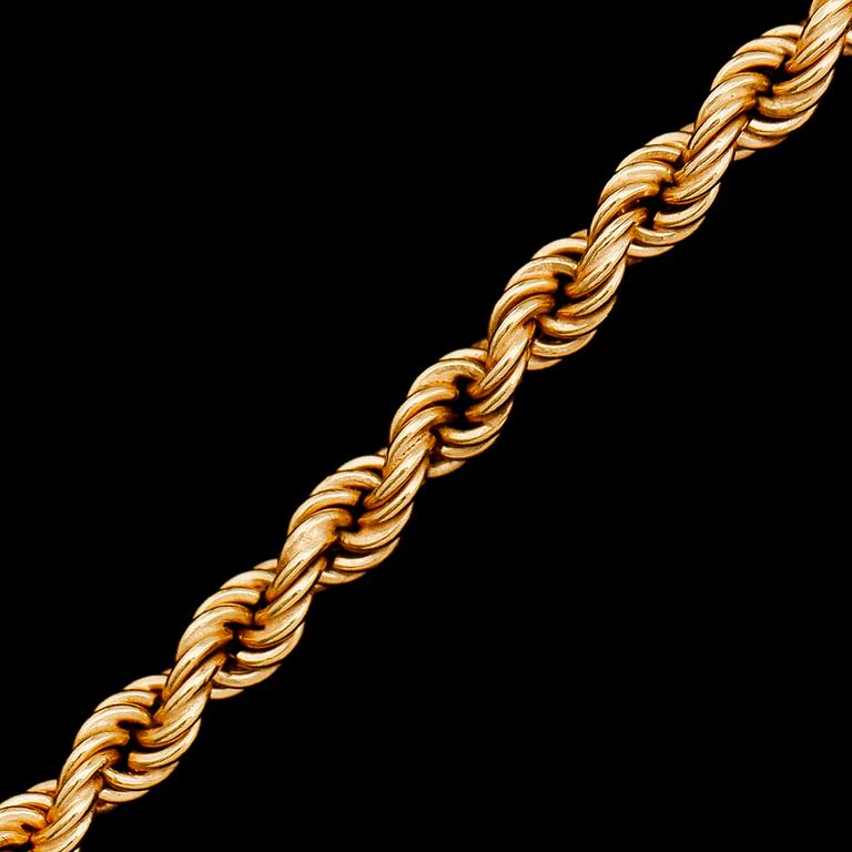 HALSKEDJA, 18 k guld, cordellänk. Total vikt ca 15 g.