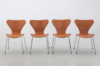 ARNE JACOBSEN, "Sjuan", 6 chairs, Fritz Hansen, Denmark.