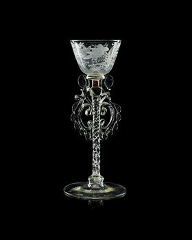 613. A 'Facon de Venise' goblet, 18th Century, presumably Dutch.