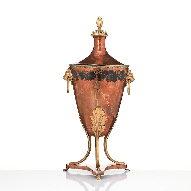 A late-gustavian copper and gilt-brass tea cistern, Stockholm circa 1800.