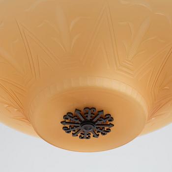 Edward Hald, & Erik Tidstrand, a ceiling lamp, Nordiska Kompaniet & Orrefors, executed ca 1926.