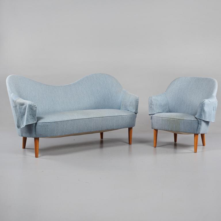 SOFFA samt FÅTÖLJ, "Samspel", Carl Malmsten, 1900-talets andra hälft.