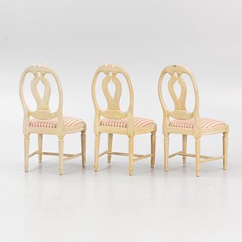 A set of three Gustavian chairs, late 18th entury.