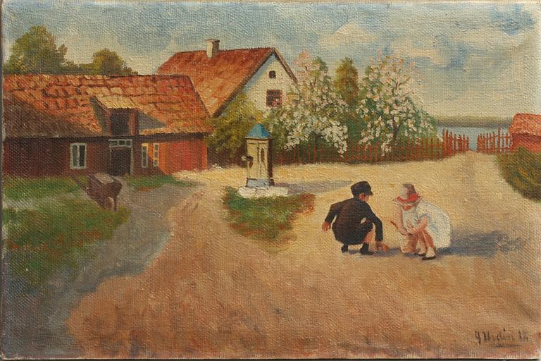 OKÄNDA KONSTNÄRER. Olja på duk, 2 st, 1800/1900-tal.