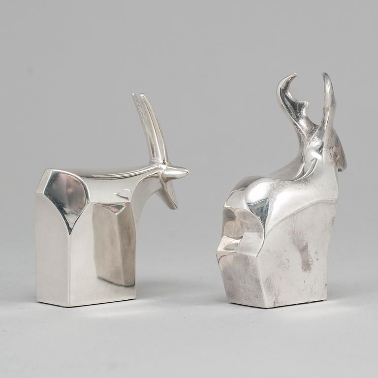 Two electro plated zinc figurines from Dansk Designs, Japan.