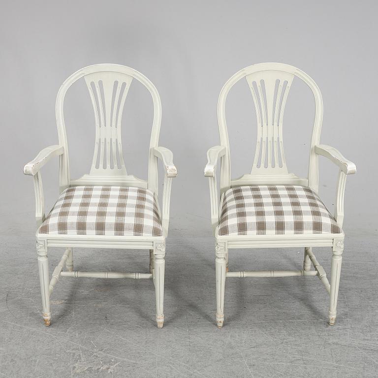 Six second half of the 20th Century Gustavian style armchairs.