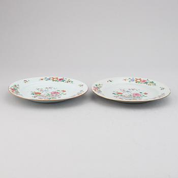 Eight famille rose export porcelain plates, Qing dynasty, Qianlong (1736-95).