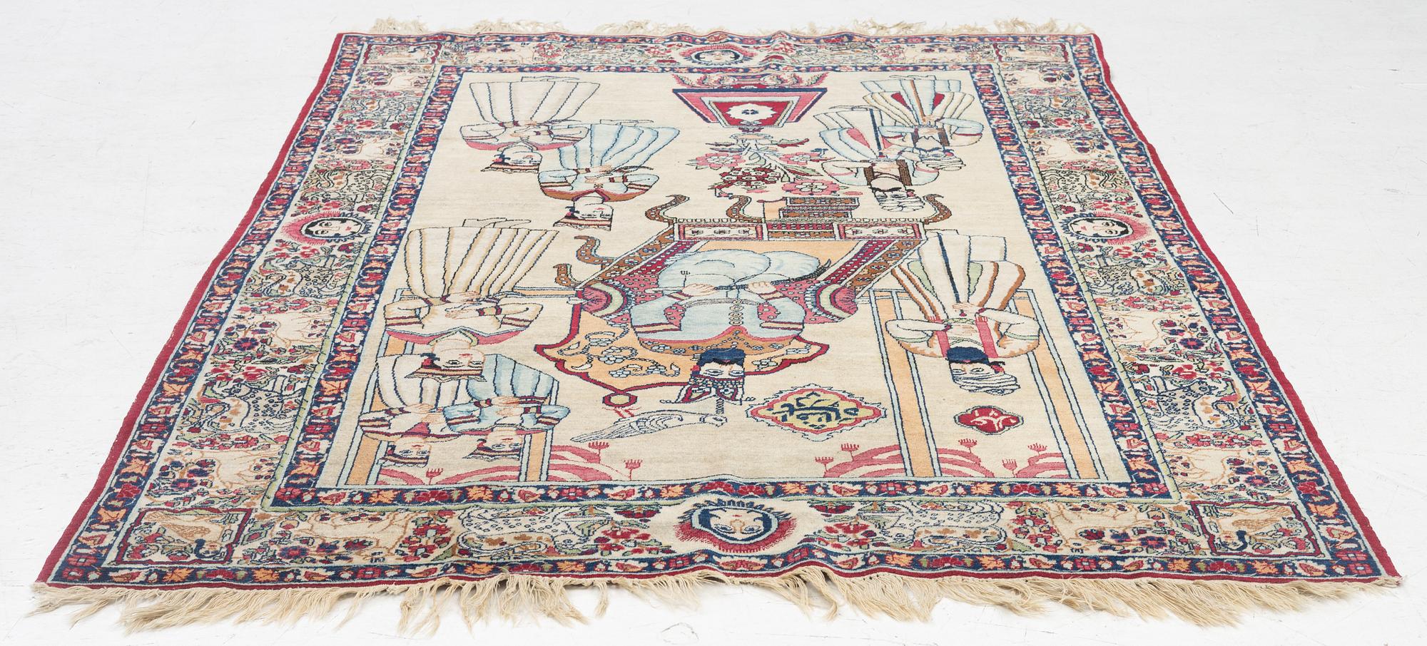 An antique Kerman Raver rug, ca 225 x 141 cm.