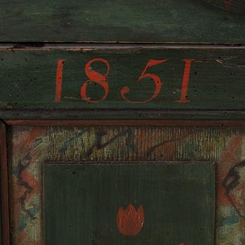 A wall-hanged cabinet, Sweden, dated 1851.