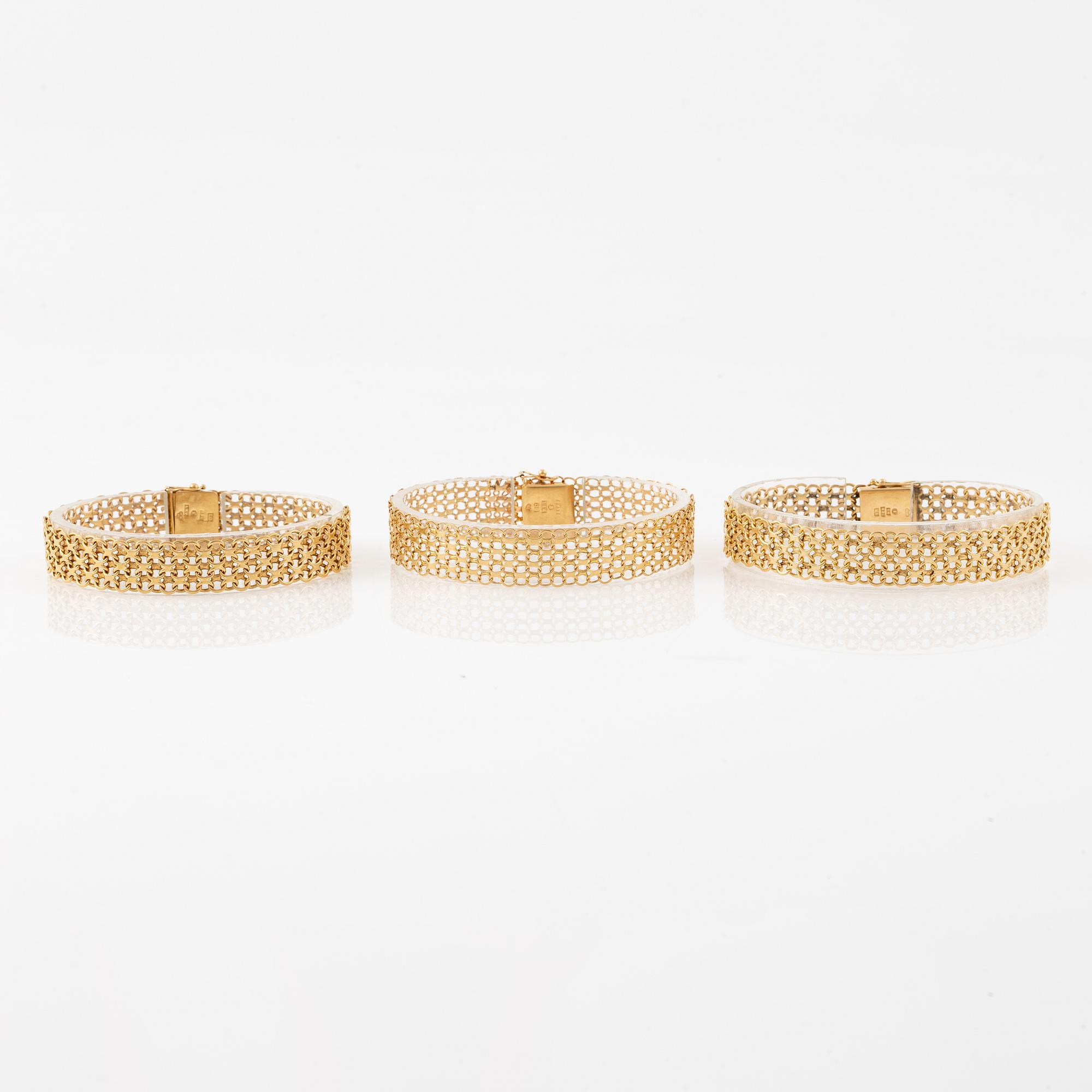 Three links, bracelet, 18K rose gold, x-link.