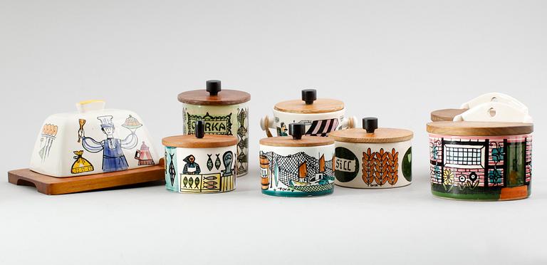 BURKAR, SMÖRASK OCH SKÄPPOR, 8 delar, Deco, Hälsingborg, 1950-tal.