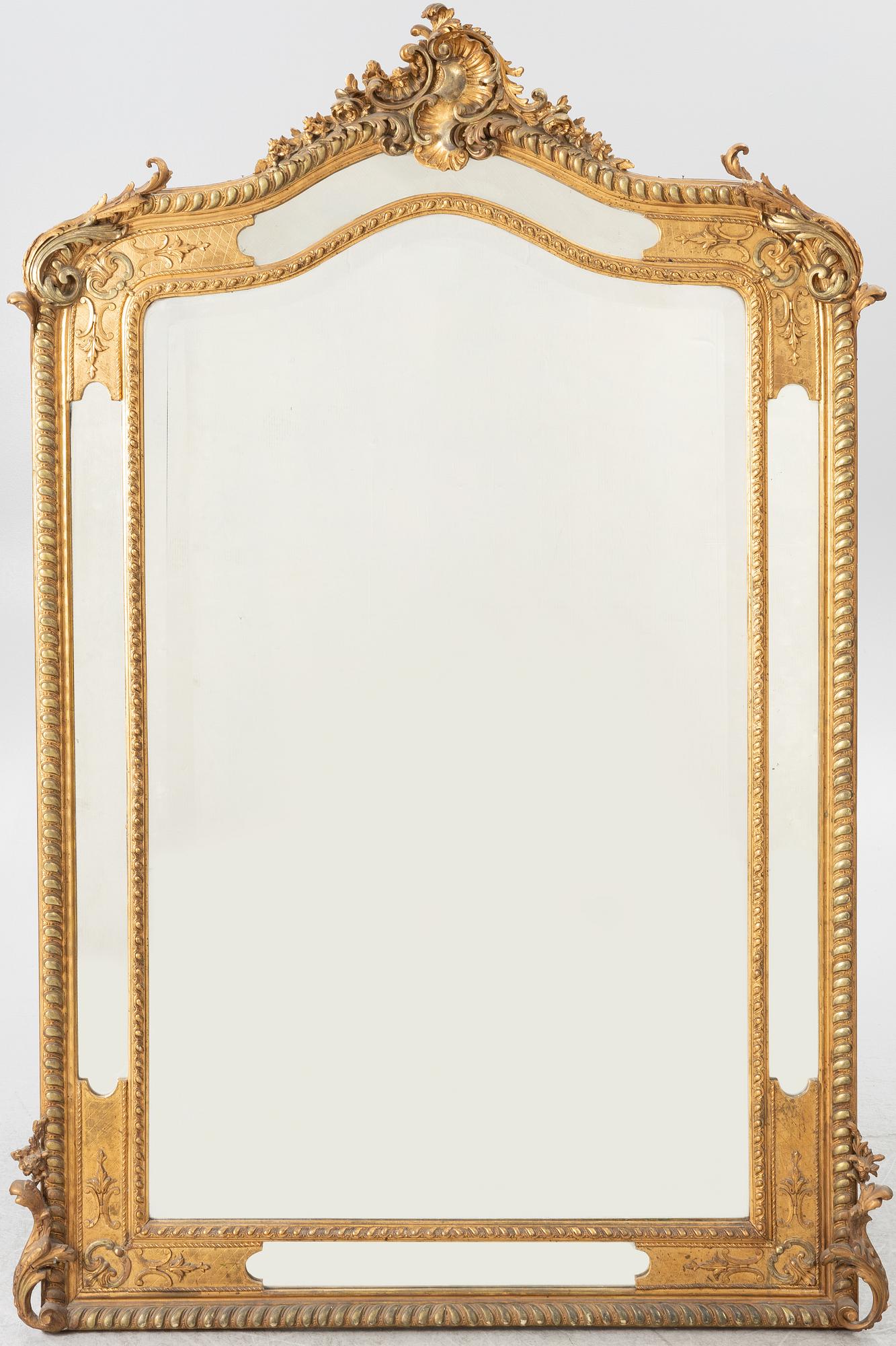 Mirror, Rococo style, late 19th century.