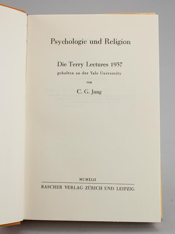 DAG HAMMARSKJÖLD, egenhändigt signerad bok, C.G. Jung, Psychologie und Religion, Zürich & Leipzig 1942.