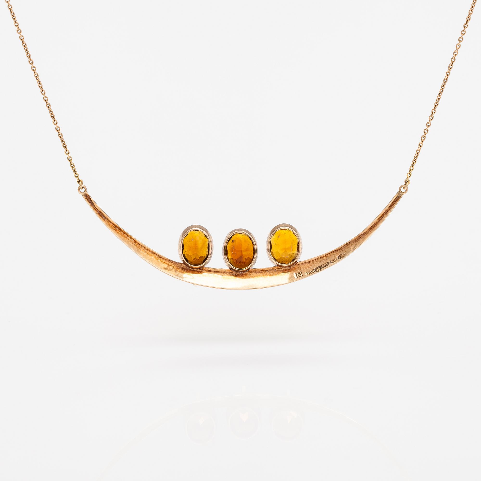 A 14K gold necklace with cintrines. Kaunis koru, Helsinki 1963.