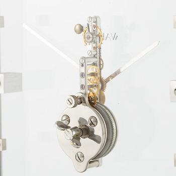 Jaeger-LeCoultre, "Double Signed Wako", table clock, 15 x 15.5 x 3 (4.5) cm.