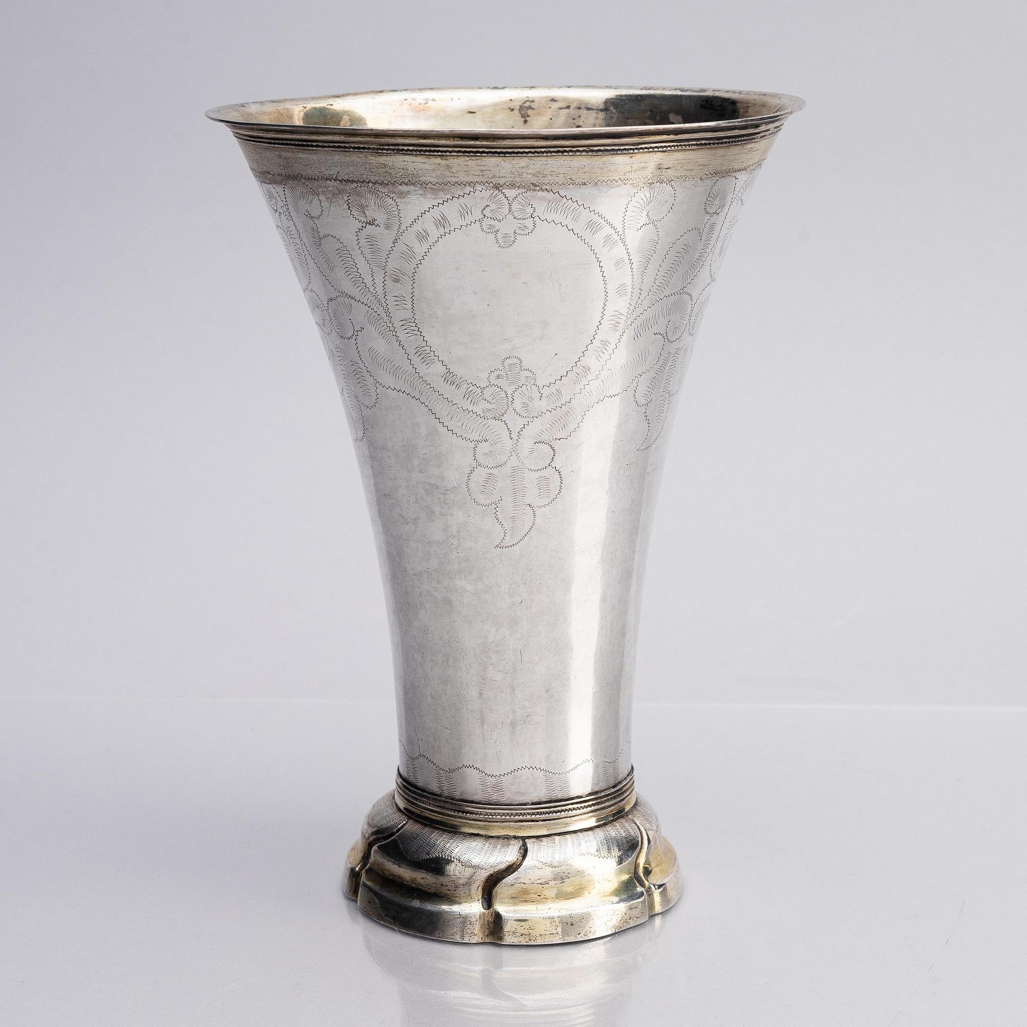A Swedish parcel-gilt silver beaker, mark of Carl Fredrik Seseman, Arboga 1797.