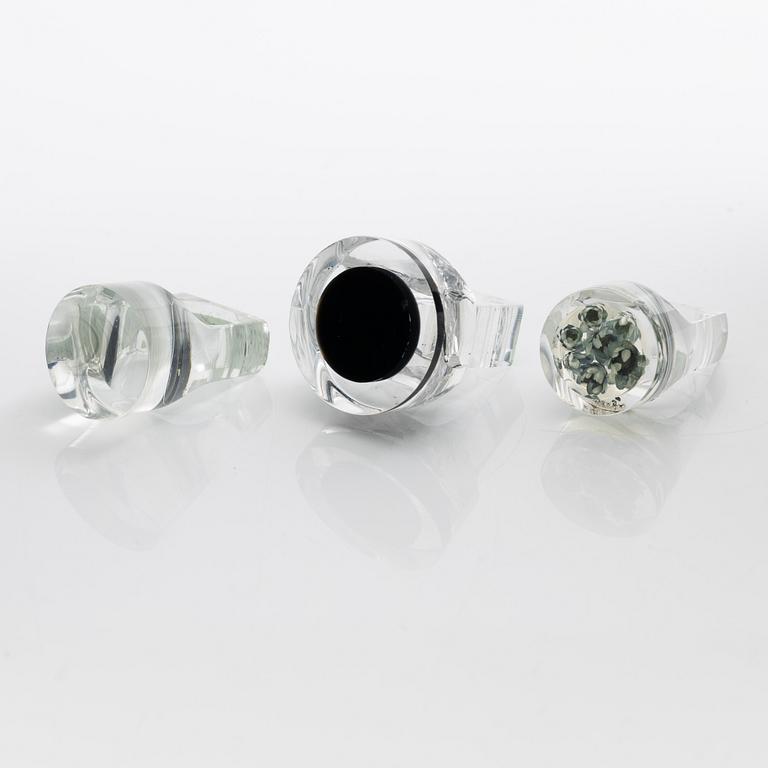 Siv Lagerström, three acrylic rings, 1970s.