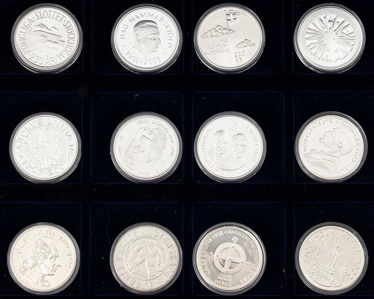 Minnesmynt, 24 st, Sverige, silver, 200 kr,