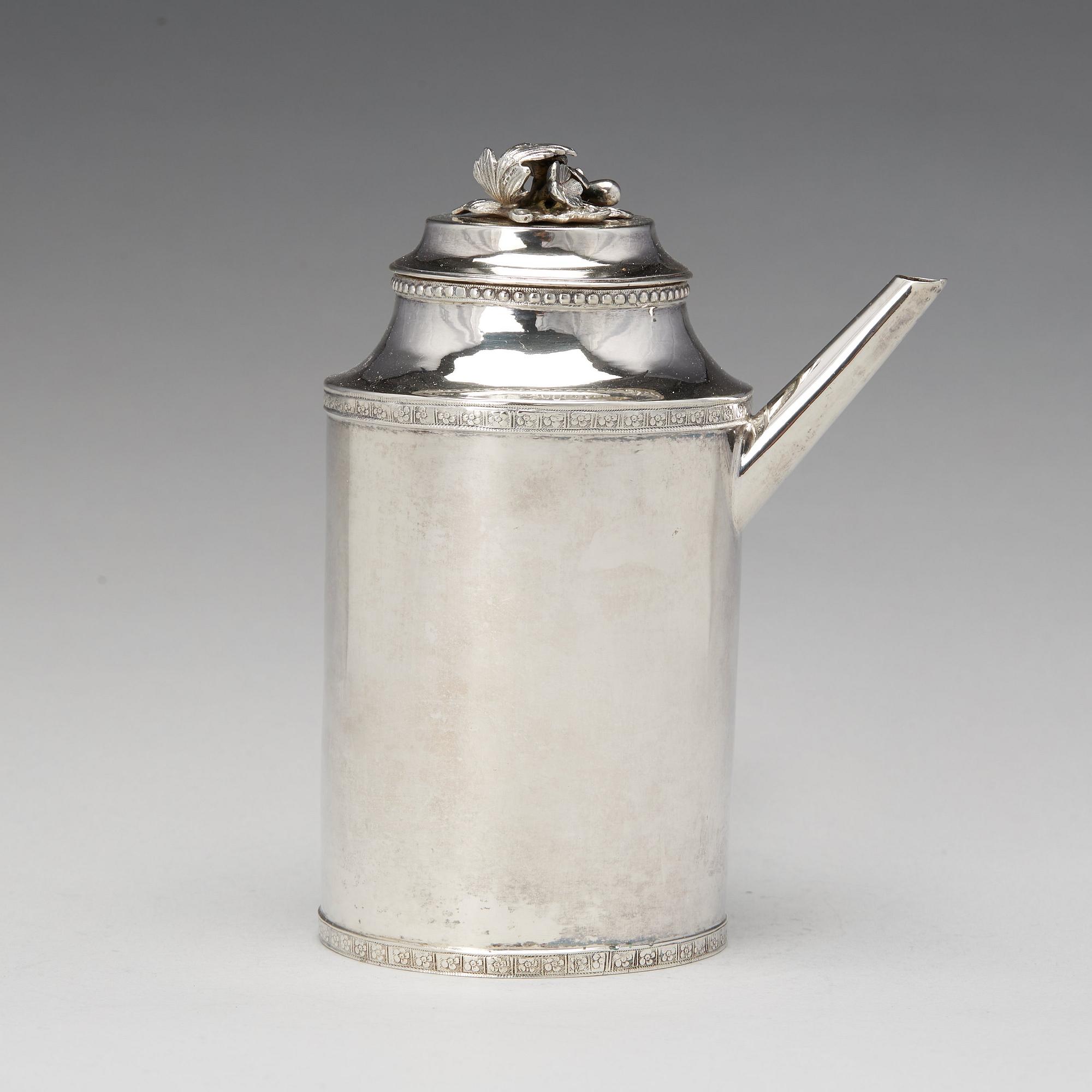 Erik Lemon, kaffekanna, silver, Uppsala 1782. Gustaviansk.