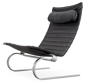 625. A Poul Kjaerholm black leather 'PK-20' easy chair, E Kold Christensen, Denmark,