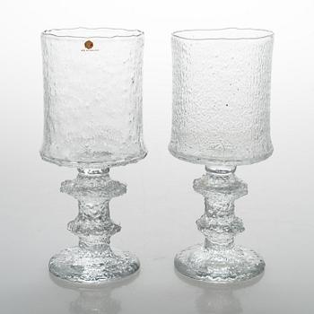 TIMO SARPANEVA, DRICKSGLAS, 6 st, "Juhlalasi", 2140, Iittala. Samtliga signerade TS. Modellen formgiven 1967.