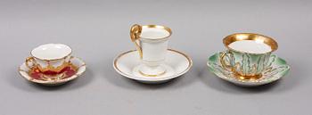 KOPPAR med FAT, 3 st, Meissen, 1800-tal.