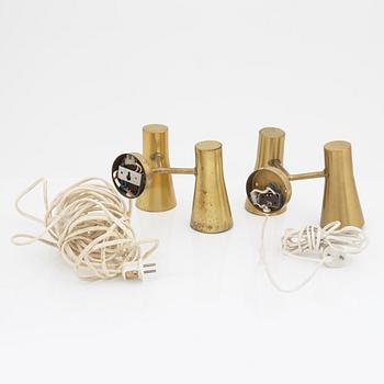 Hans Bergström, a pair of model '416' brass wall lights, Philips, mid 20th Century.