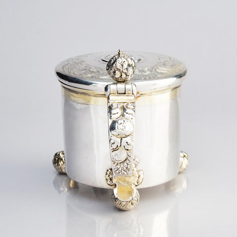 A Swedish Baroque parcel-gilt silver tankard, mark of Lorenz Westman, Stockholm (active 1656-1682).