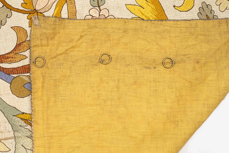 An antique silk embroidery, c. 187 x 88, around the year 1900.