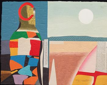 MAX PAPART,carborundum med collage. Signerad och numrerad VII/XV.