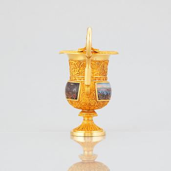 The Demidoff Cup, a highly important gold and enamel presentation cup and stand by Gabriel-Raoul Morel Paris, dated 1824.