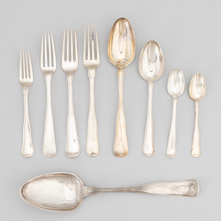 A Silver Cutlery, incl Jens Christian Thorning, Copenhagen 1864. (38 pieces).