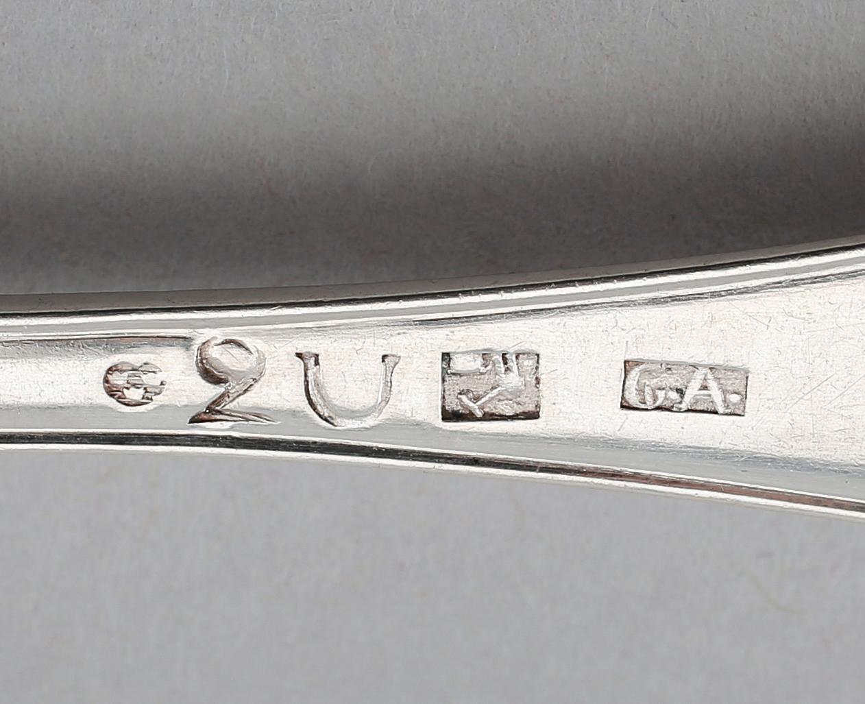 DESSERTSKEDAR, 6 st, silver, Carl Ahlstrand, Askersund 1792/1802. Vikt ca 146 gram.