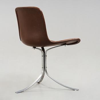 A Poul Kjaerholm steel and brown leather 'PK-9' chair, E Kold Christensen, Denmark 1960's.