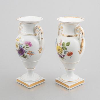 A pair of porcelain baluster vases, Meissen, later part of the 19th century.