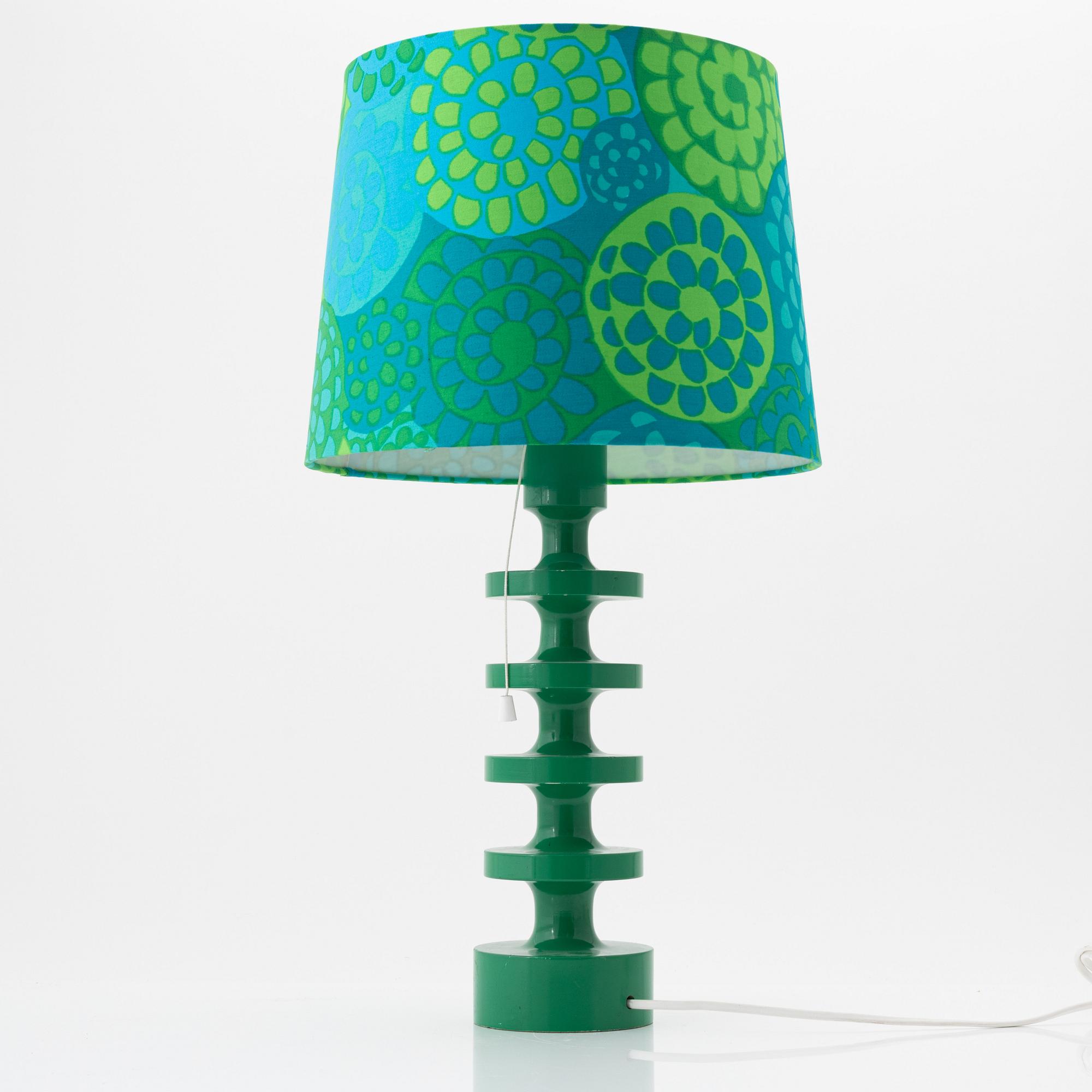 Uno & Östen Kristiansson, a green 'Flens' table light, Luxus, Vittsjö.