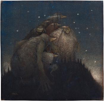 722. John Bauer, 'Troll, stjärnenatt' (Troll, starry night).