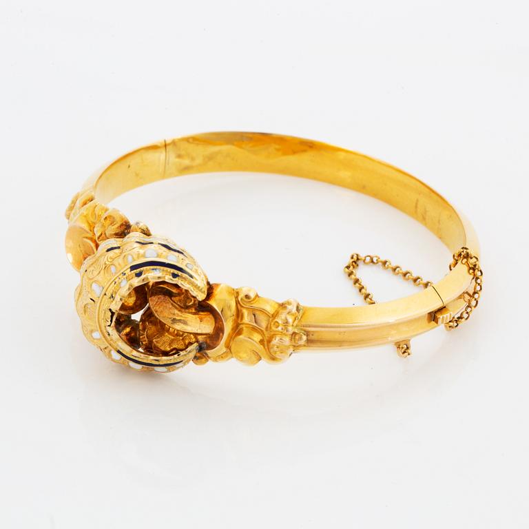 Armring 18K guld och emalj, Carl Otto Zetterberg, Stockholm, 1848.