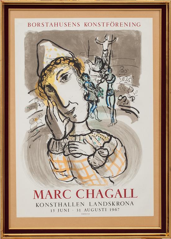 MARC CHAGALL, efter, affisch, Borstahusens Konsthall, Mourlot 1967.