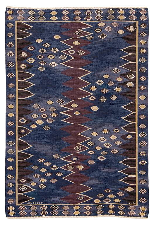 Barbro Nilsson, a carpet, "Snäckorna", tapestry weave, ca 204 x 140 cm, signed AB MMF BN.